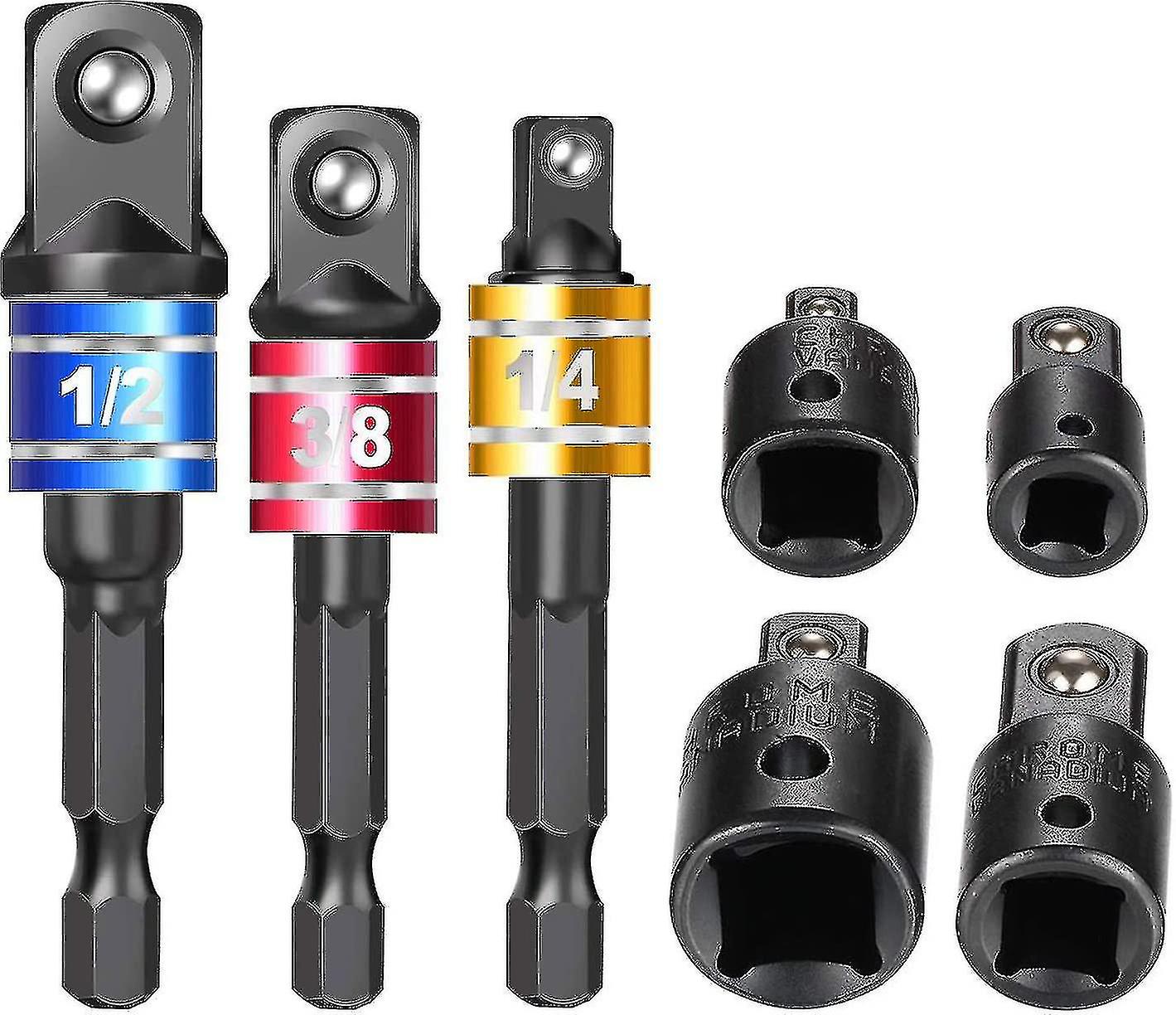 Impact Grade Power Hand Tools Driver Sockets Adapter Extension Set, 4pcs Drive Socket Adapter Converter Reducer Air Impact Socket Wrench Set + 3 (cy)