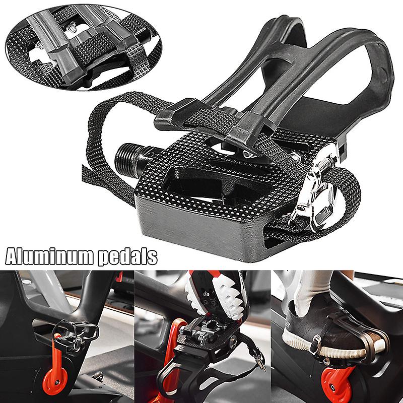 Exercise Bike Pedals Pedal for Clipless Toe Cage and Strap for Shoes Cycling
