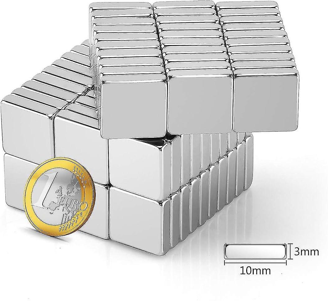 50 Piece Square Magnet, 10 x 10 x 3 mm Premium Strong Magnets for Fridge, Magnetic Boards, Arts, Cra