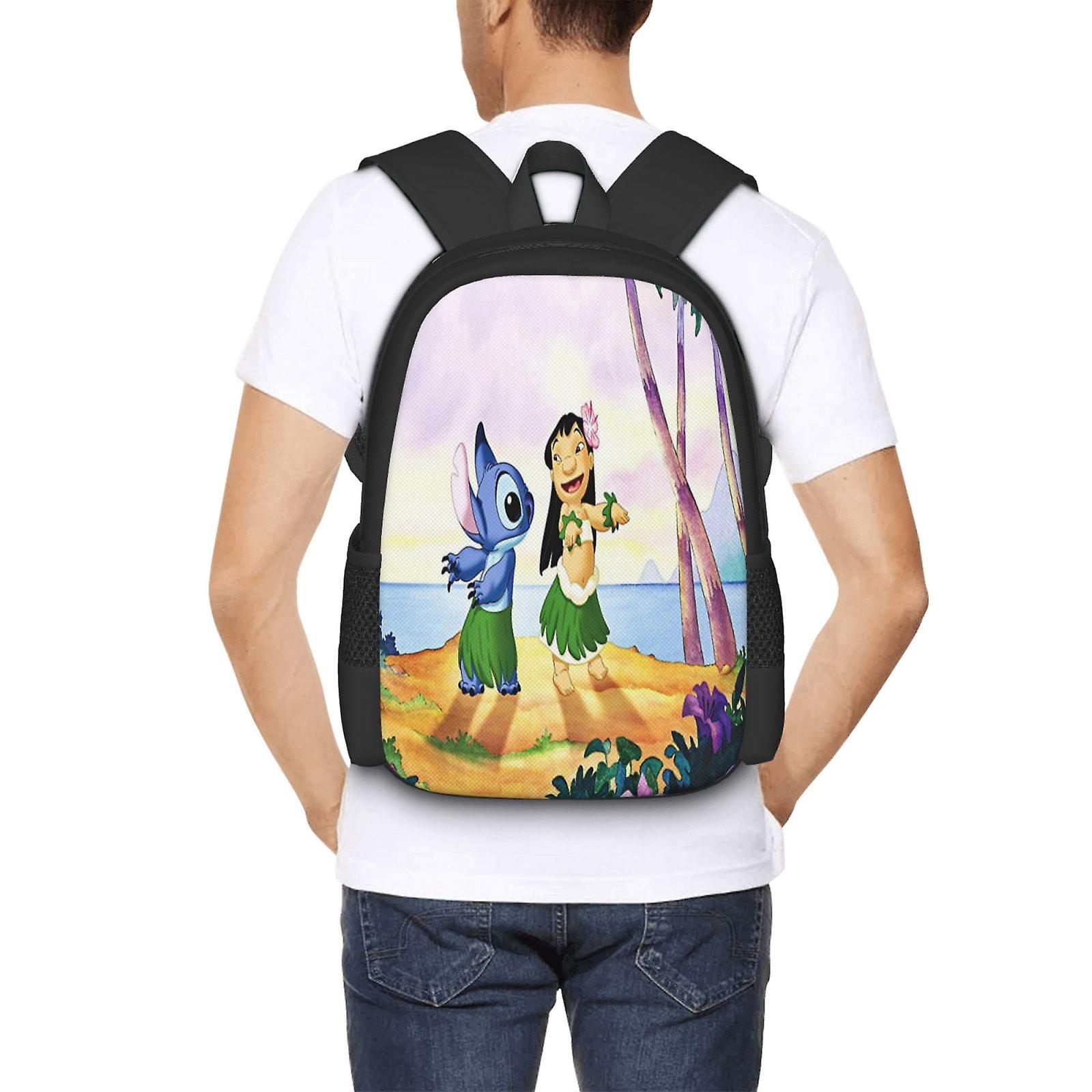 릴로 앤 스티치 백팩 대용량 노트북 가방 경량 조절 가능한 어깨끈 캐주얼 대용량