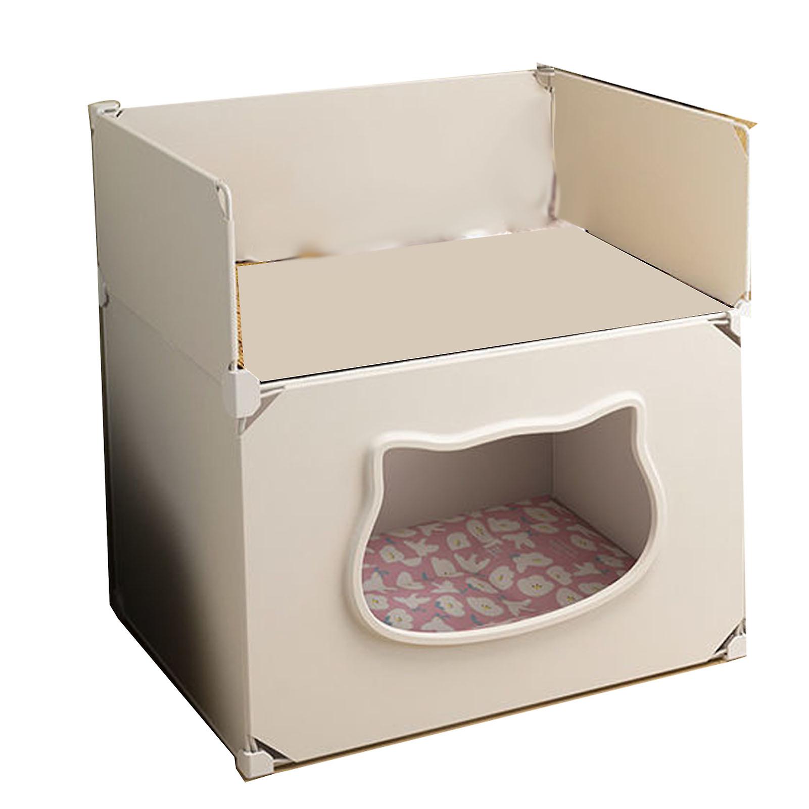 Semi-enclosed cat house, removable and washable, small cat house, single bed, four seasons, white