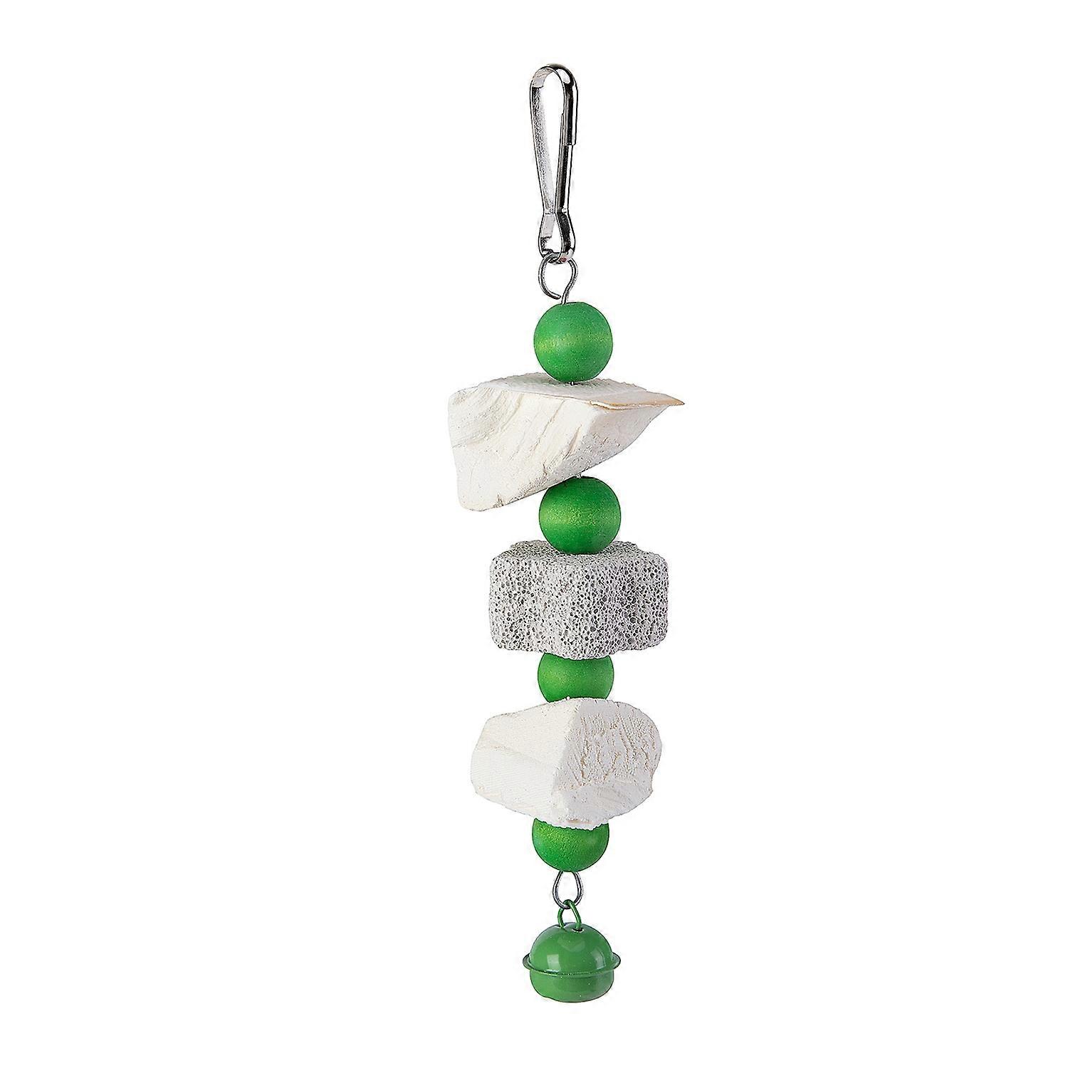 Bird Toy Colorful Hanging Parrot Toy with Beads Natural Wood Bird Cage Toy Grinding Stone Pet