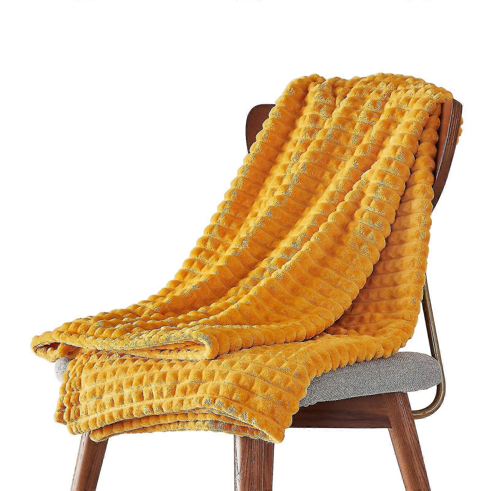 Flannel Plaid Tæppe Hjemmekontor Frokostpause Efterår/vinter Varmt tæppe #yellow