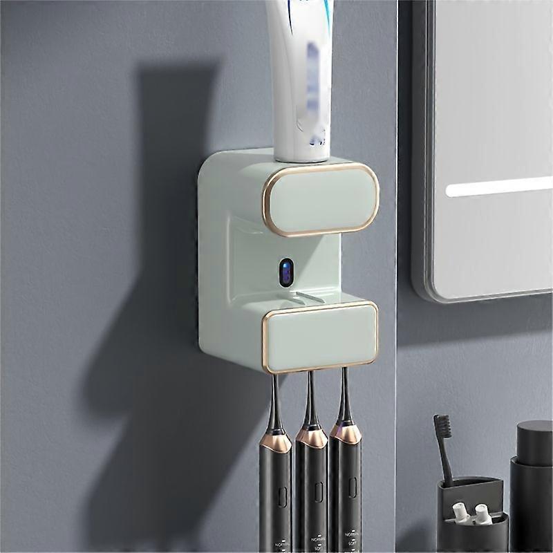 For Smart Toothbrush Holder With Automatic Toothpaste Dispenser & Uv Sanitizer - Usb Rechargeable, Wall-Mounted Bathroom Organizer