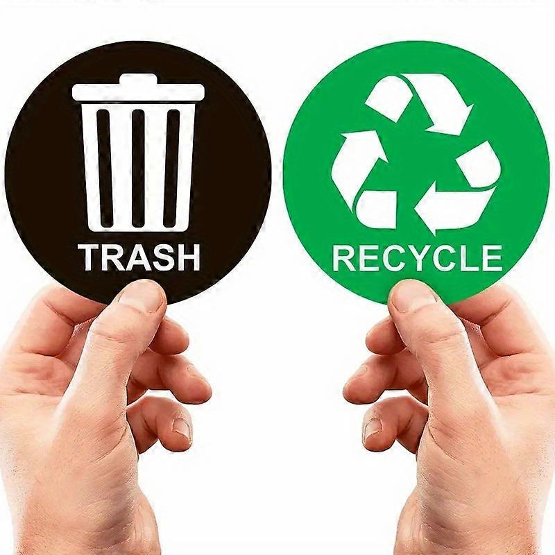 5-Inch Self-Adhesive Waterproof Trash Can Labels for Easy Recycling - Durable Plastic Material, Clearly Marked Recyclable and Non-Recyclable Symbols,