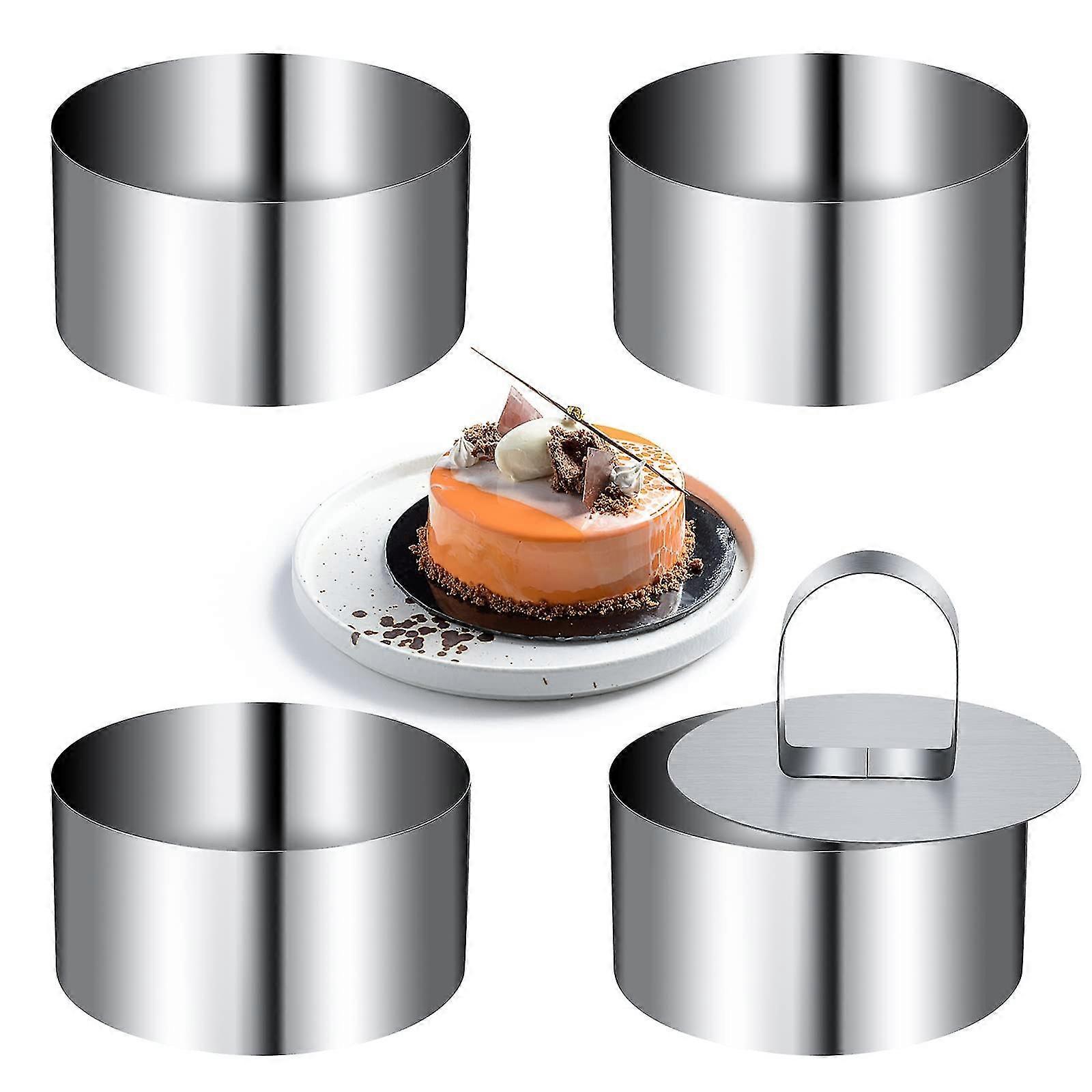 4-Piece Stainless Steel Mini Cake Ring Molds 8cm Diameter
