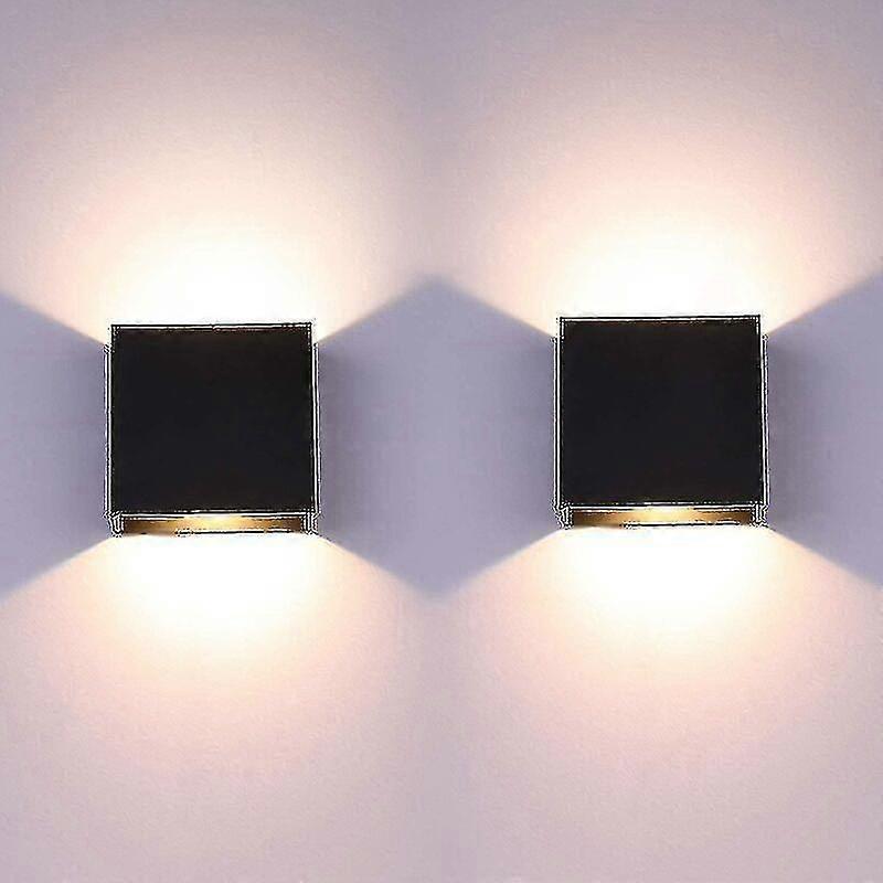 2pack أدى الجدار الخفيفة في الأماكن المغلقة حتى أسفل الجدار الشمعدان مصباح الجدار الأسود الحديثة 6W الألومنيوم الإضاءة لغرفة المعيشة غرفة نوم الحمام المطبخ
