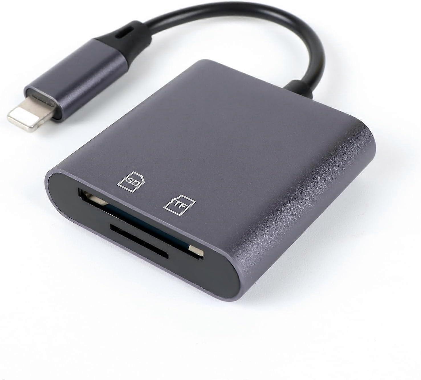 SD Card Reader for iPhone/Ipad, 2-in-1 Memory Card Reader,Plug and Play  