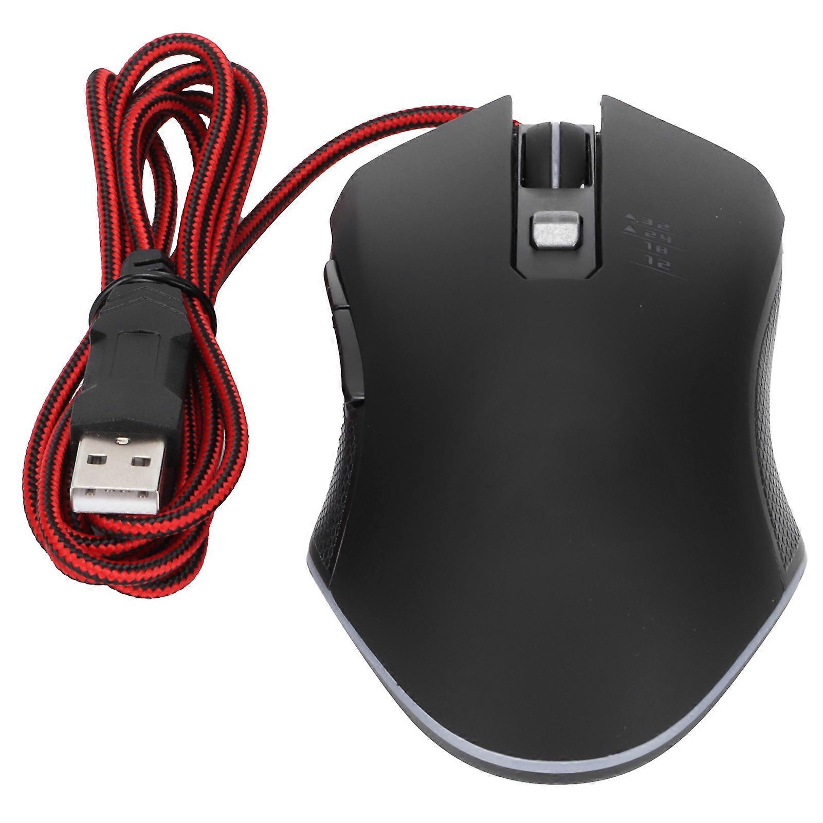 Wired Mouse Black 6?Button USB Port Gaming Colorful Light Optical Computer Accessories
