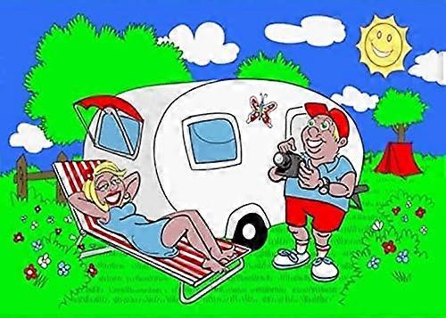 Happy Caravan Flag 100% Polyester With Eyelets - Camping Holidays Flag