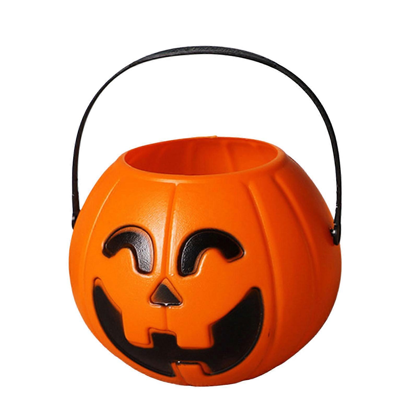 Halloween Candy Bucket Trick or Treating Pumpkin Bucket Storage Basket Portable Halloween Candy Bowl Child Snack Holder for Party Favors
