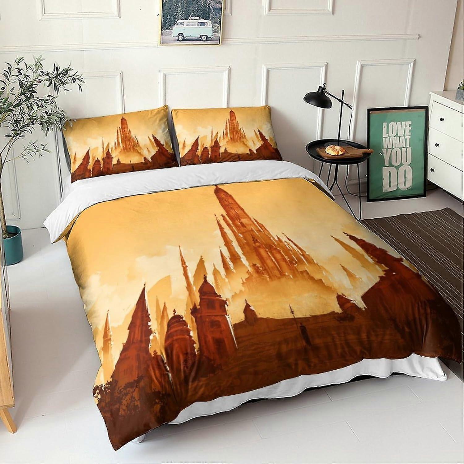 Fisher King Printed Duvet Cover D, Microfiber Påslakan, The World of the Future Microfiber Sängkläder Set för vuxna med dragkedja 135 * 200 C