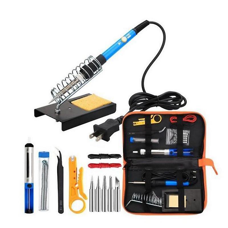 Mx 60w Electric Soldering Iron Kit Adjustable Temperature Soldering Irons 5pc Tips Portable Welding Soldering Tool Iron Head Set