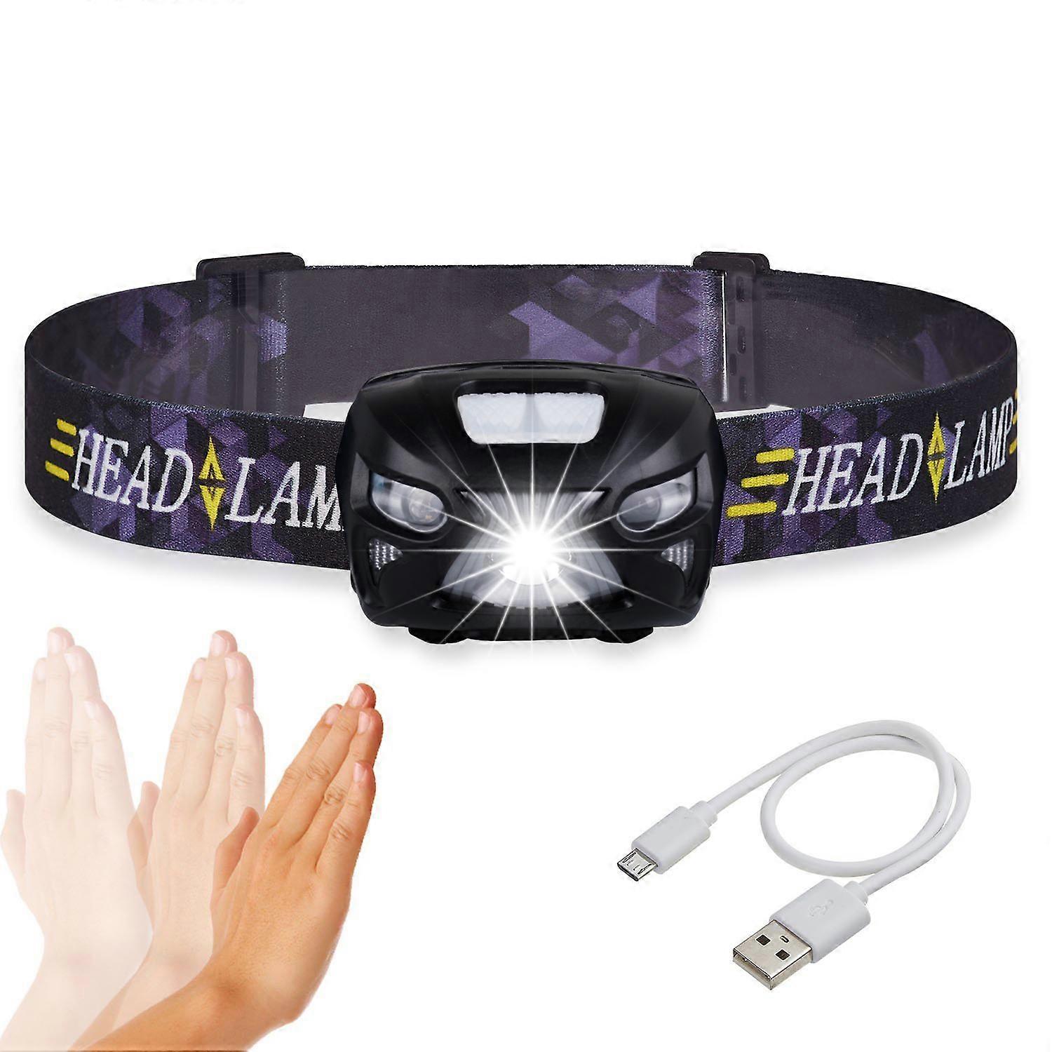 LED Head Torch Headlamp Motion Sensor Control