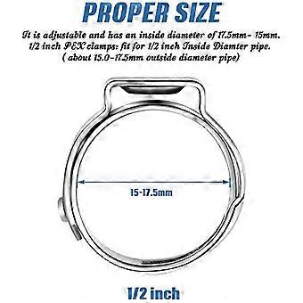 50pcs 1/2" Inch PEX Stainless Steel Clamp Cinch Rings Crimp Pinch