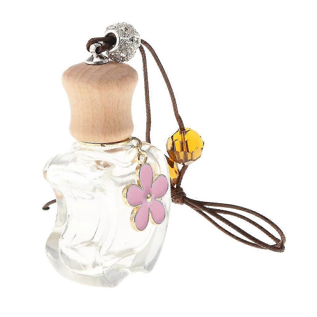 Empty Perfume Bottle Refillable Hanging Bottle Home Car Decor Pink Flower
