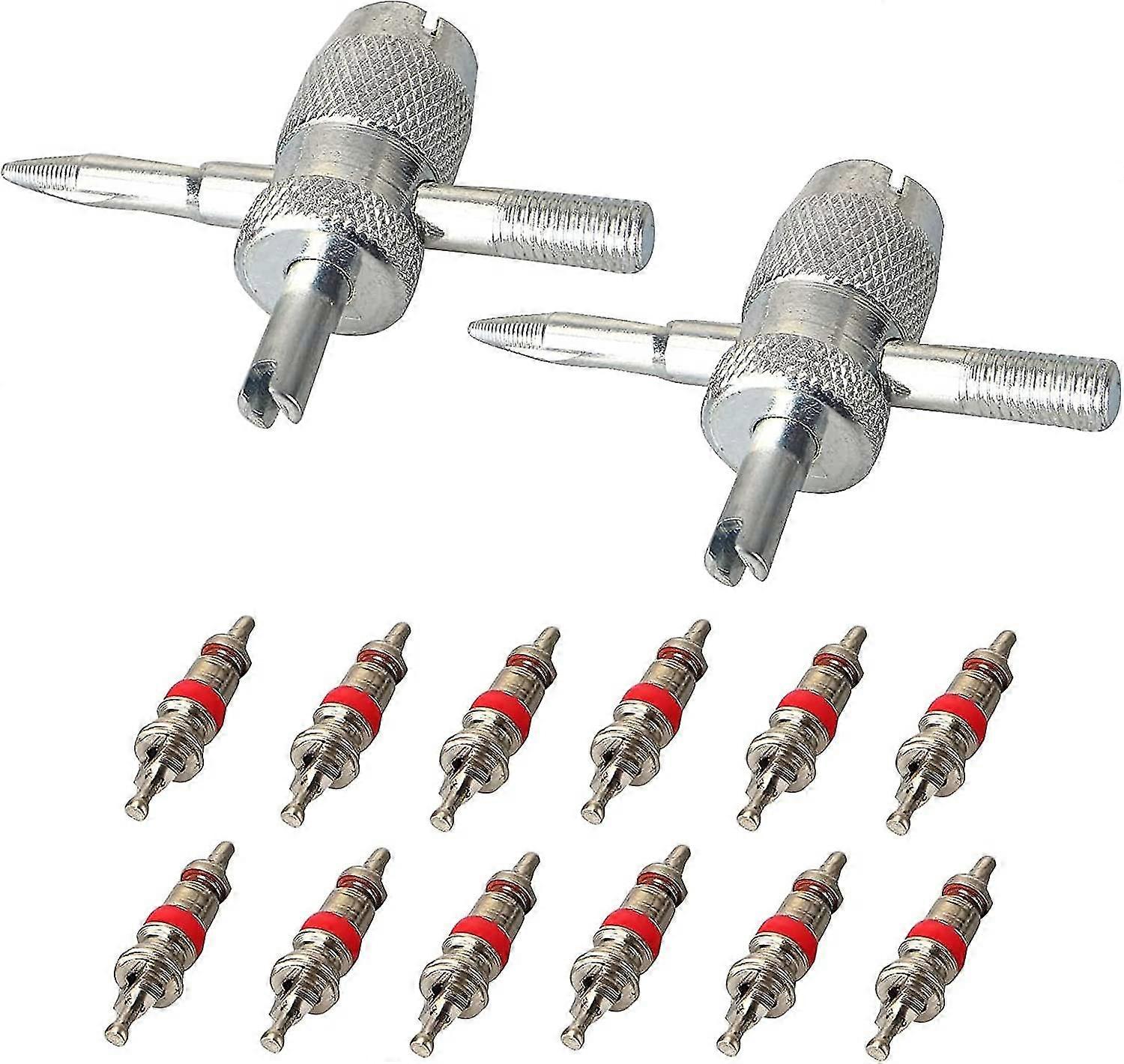 Car Valve 2 Pieces Valve Tool Valve Core Tire Valve Core With 12 Pieces Valve