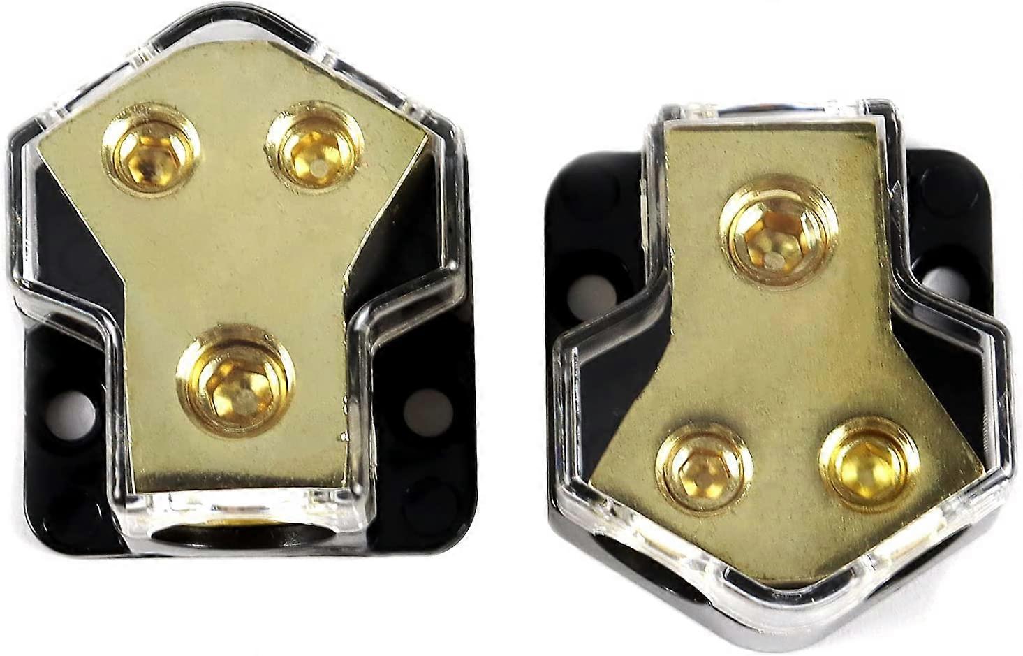 2PACK 0/2/4 Gauge in 4/8 Gauge Out 2 Way Amp Copper Power Distribution Block for Car Audio Splitter