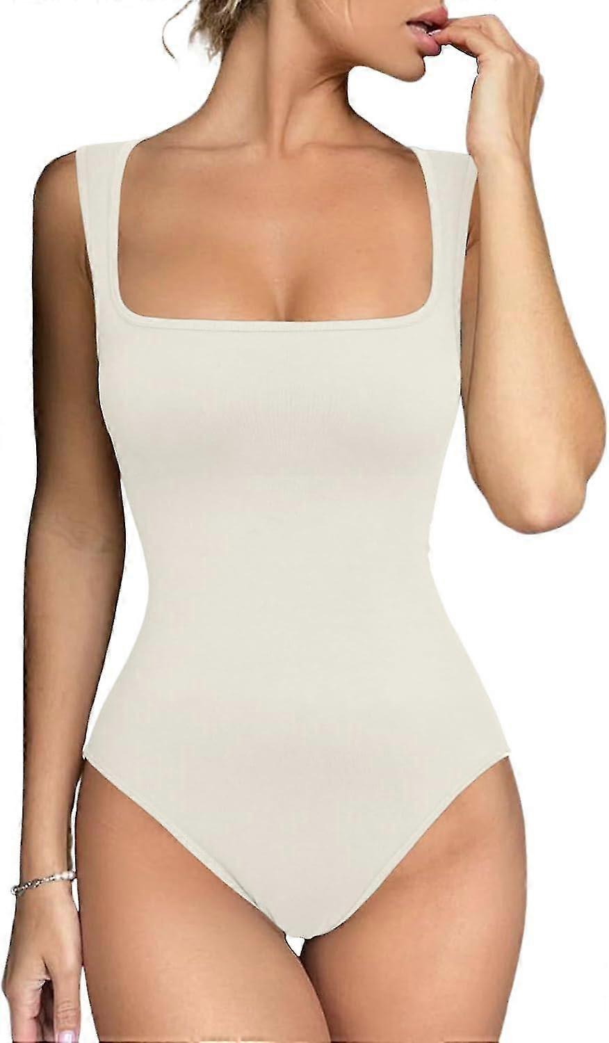 المرأة سلس bodysuit مربع الرقبة بلا أكمام مدبب الكتف الأشرطة دبابات قمم الصيف