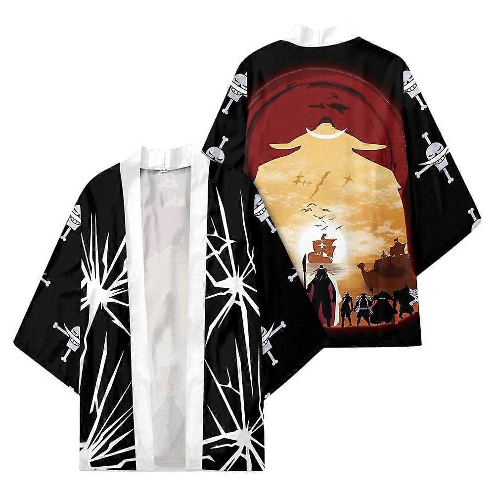 Piece Whitebeard Cosplay Cloak Kimono Cardigan Robe Cospaly Costume Print Casual Coat