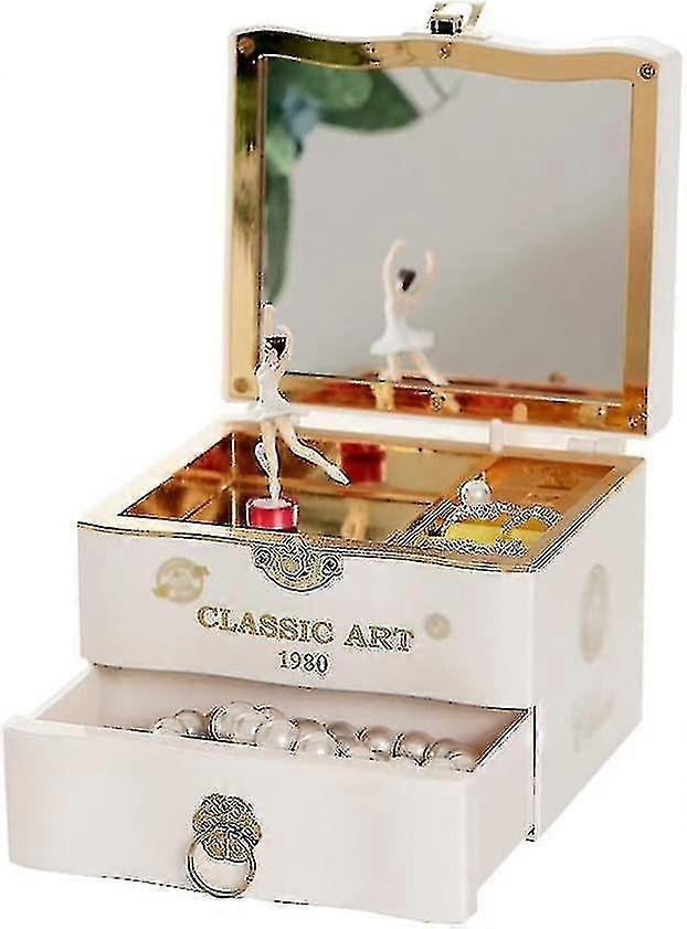 Boîte à musique Sweet Jewelry Box Musique avec tiroir et tour Ballet Girl Music Box Boîte de rangement de bijoux musicaux (couleur: Blanc)