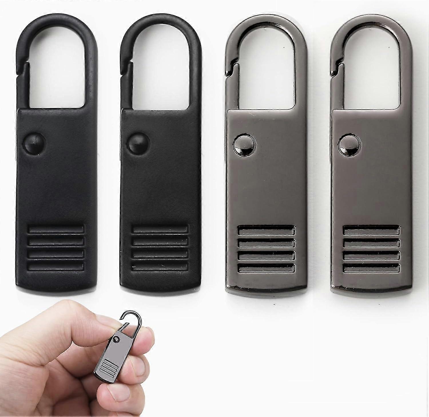 Zipper Pull Replacement,4pcs Universal Metal Luggage Replacement Zipper Pulls Slider,zipper Repair Kit, Suitcase Zipper Pull Tab