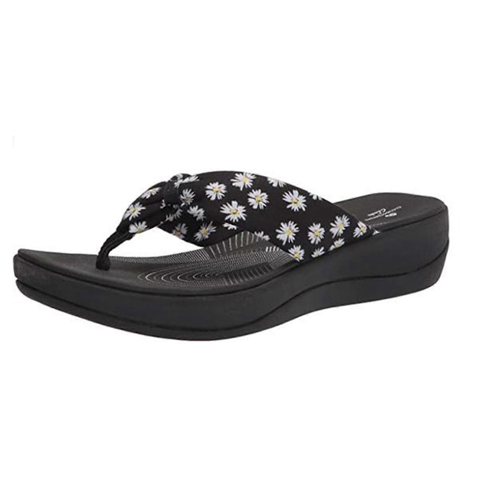 Printed Thong Arch Support Sandals Women's Summer Beach Flip Flop Ani Slip Sole