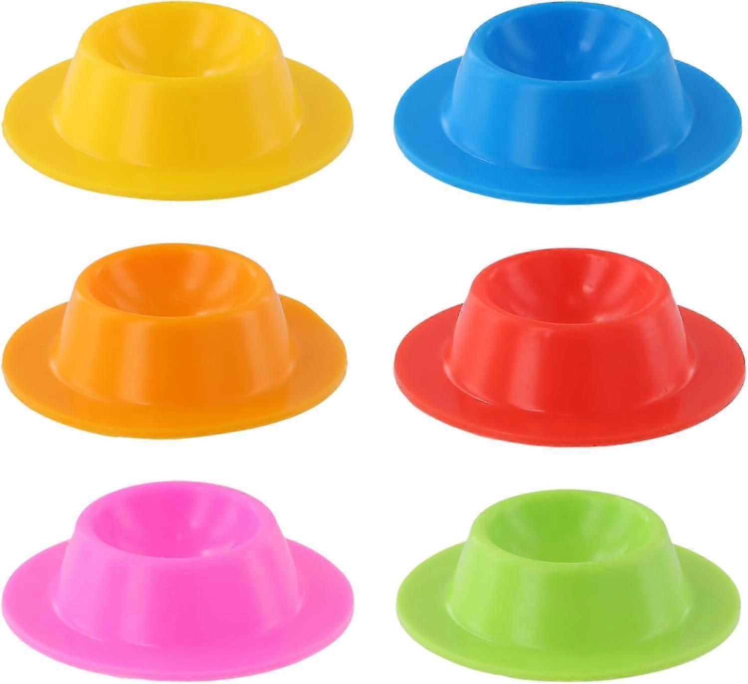 6 Stück Eierbecher, Silikon-Eierbecherständer, buntes Eierhalter-Set, runde Eierbecher für gekochte Eier geeignet