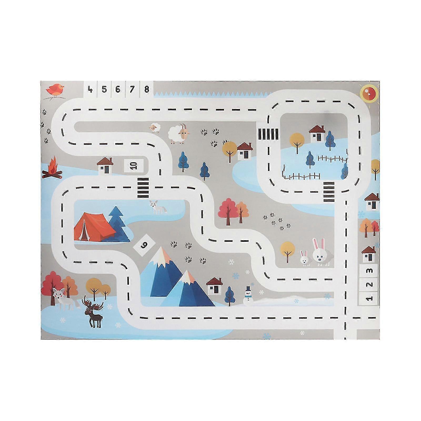 Nordic Blue And White 130*100 Traffic Parking Lot Map Car Portable Game Mat