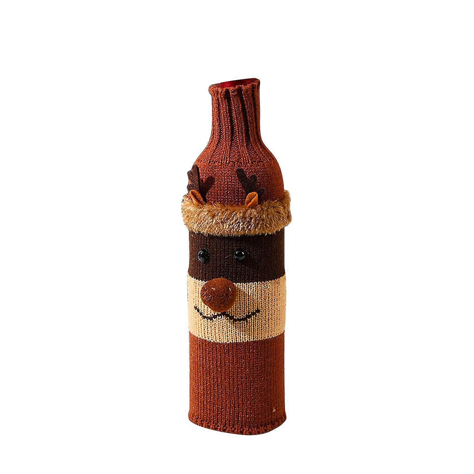 Cute Christmas Sweater Wine Bottle Cover, Wine Bottle Sweater For Chris