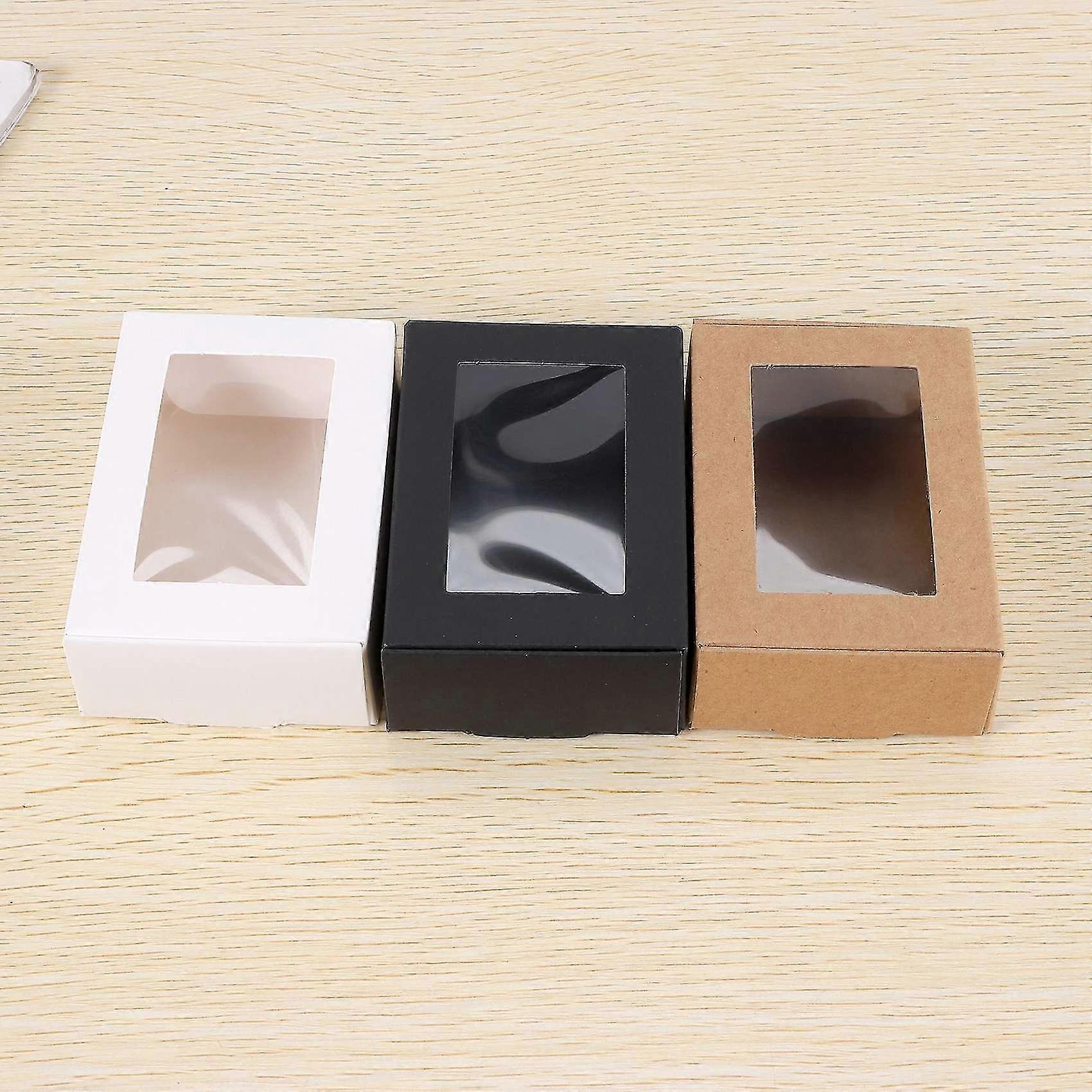 30 Pcs Mini Kraft Paper Box With Window Present Packaging Box Treat Box ...