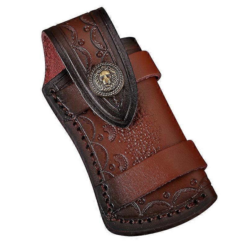 Pocket Knife Sheath, 12cm Leather Knife Pouch Horizontal Folding Knife Holster with Belt Loop for Small Folding Knife Trapper Knife