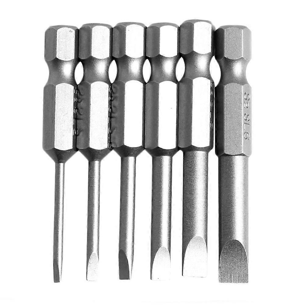6Pcs/Set 50mm 2.0-6.0mm Flat for Head Slotted Tip Screwdrivers Bits