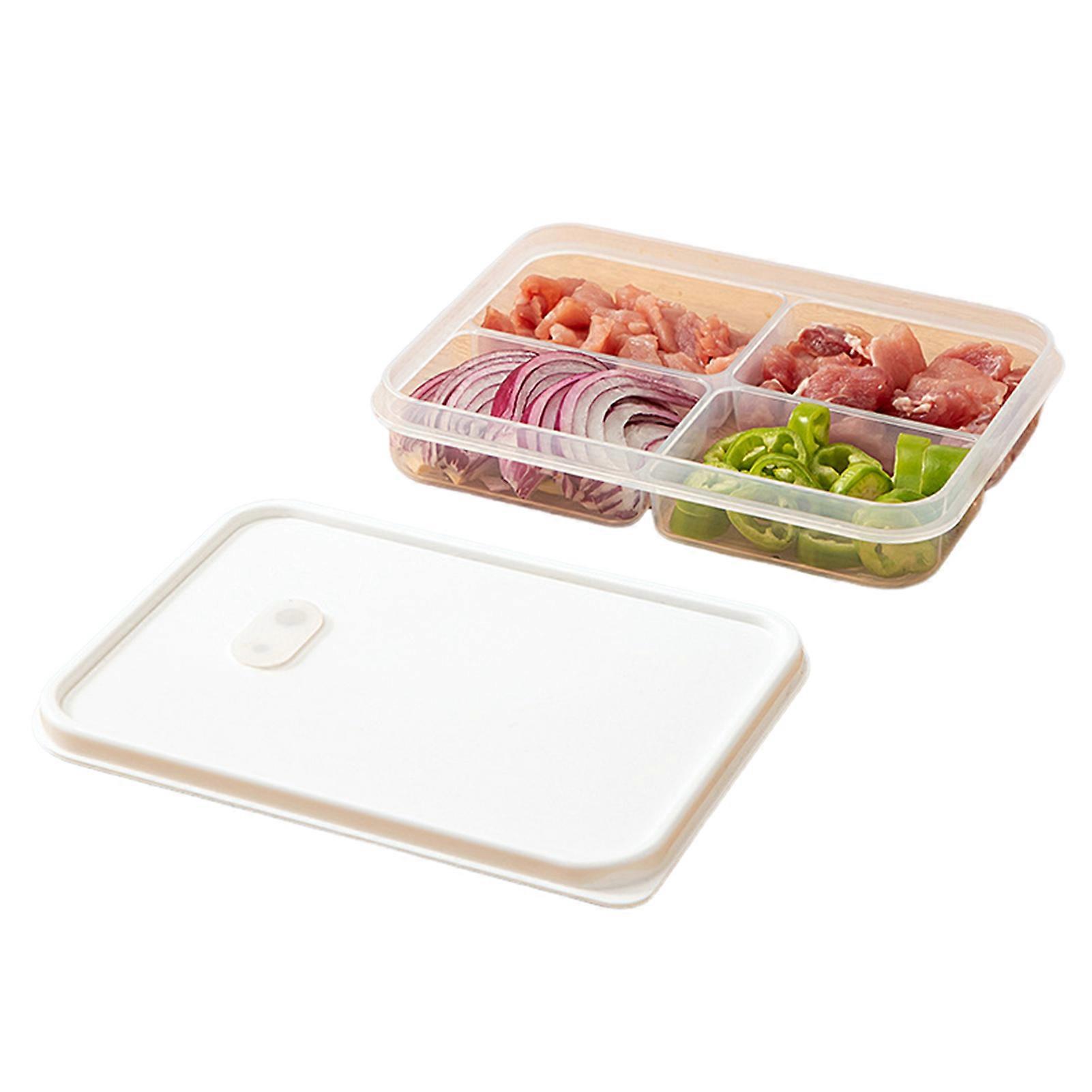 Fridge Food Preservation Box Transparent 4/6 Compartments Good Seal Leak-proof Divided Veggie Tray with Lid Reusable Food Storage Container Meat Fruit