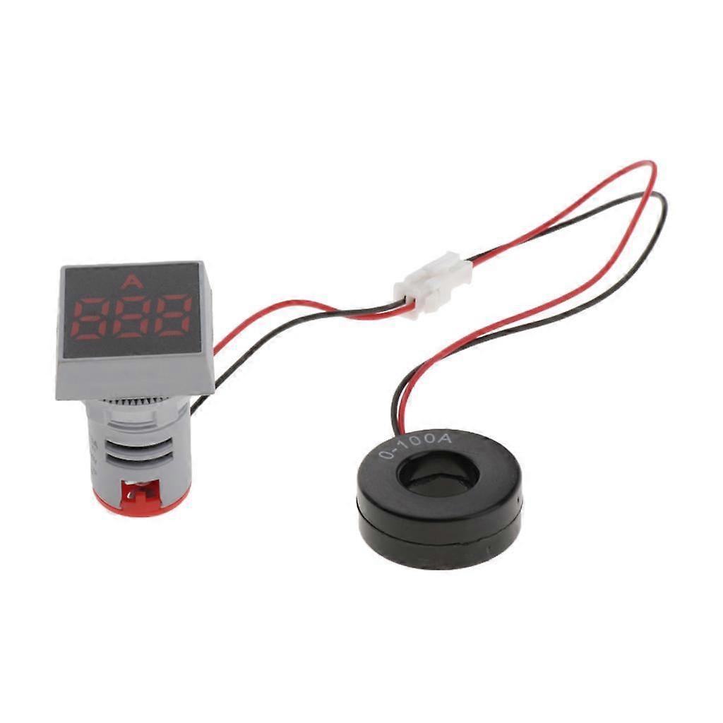 22mm AC 0-100A Ammeter Current Meter LED Digital Display Mini Square Red
