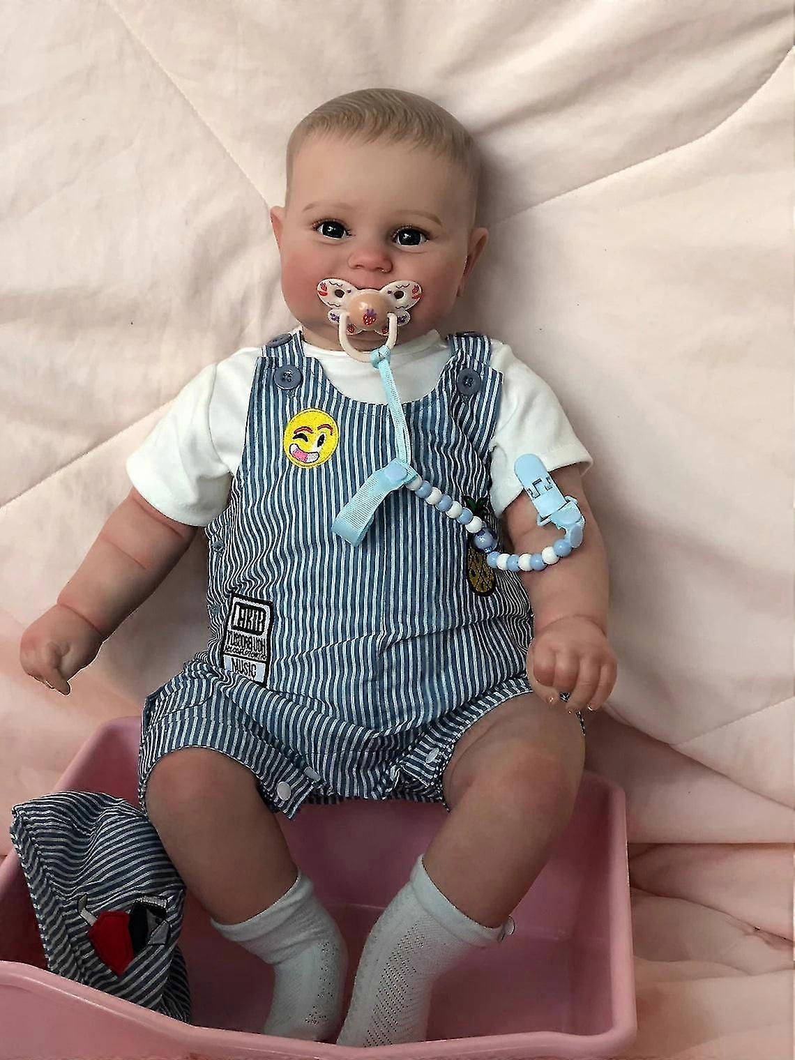 60Cm huge baby size reborn toddler maddie boy lifelike multiple layers painting cuddly soft body