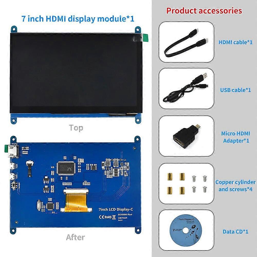 7 inch 800*480 IPS Capacitive Touch Panel TFT LCD Module Screen Display for Raspberry Pi 3 B+