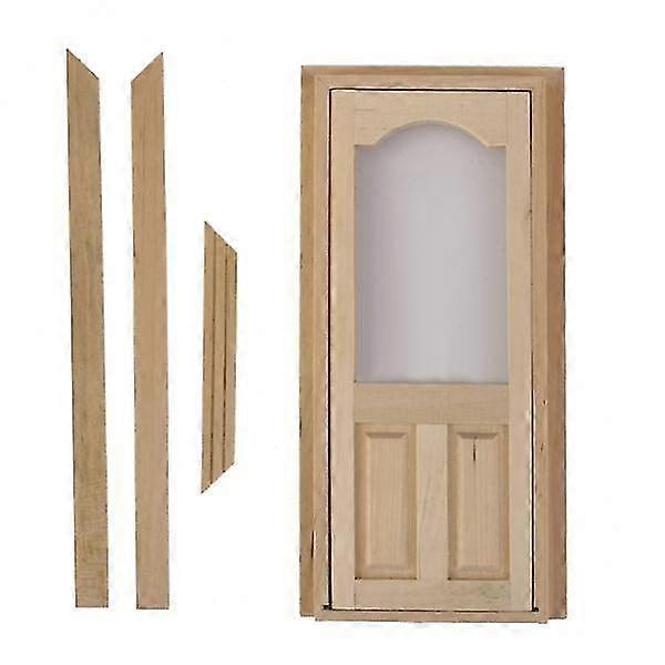 3xdollhouse باب خشبي مصغر غير مصبوغ