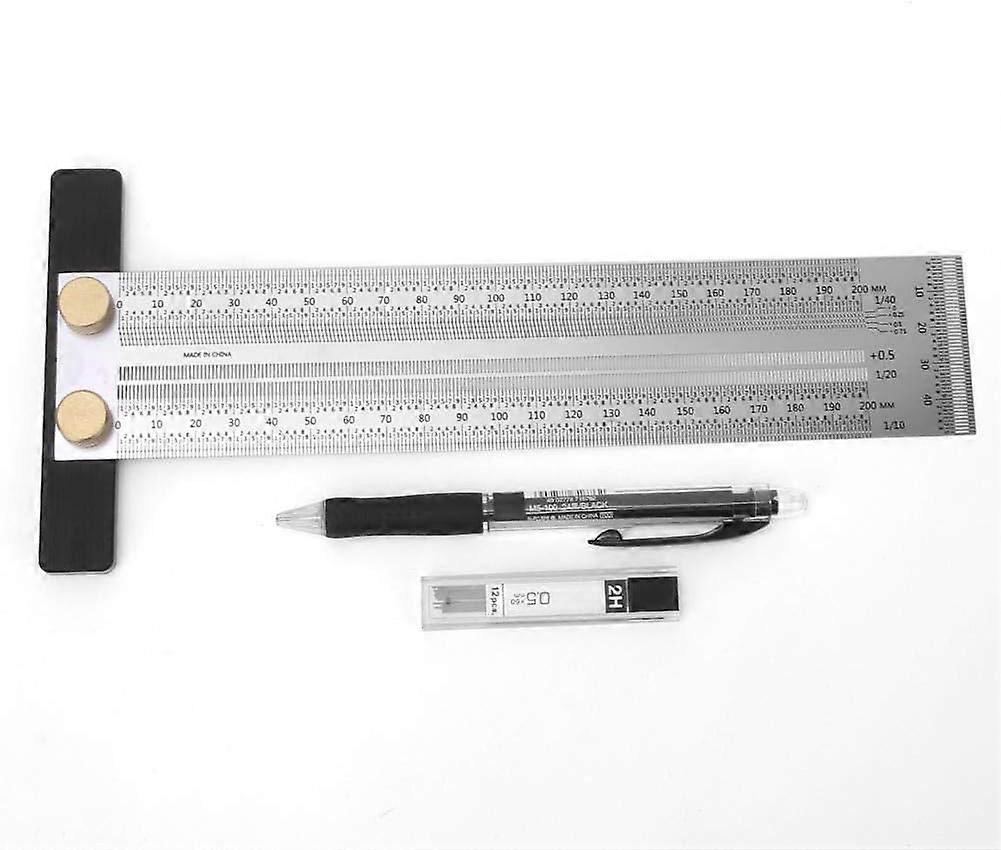 T-Type Scribing Ruler, 300mm Silver, Scribing Tools Stainless Steel Hole Ruler, Precision Marking Tools for Locating and Marking Carpentry Mortises GR