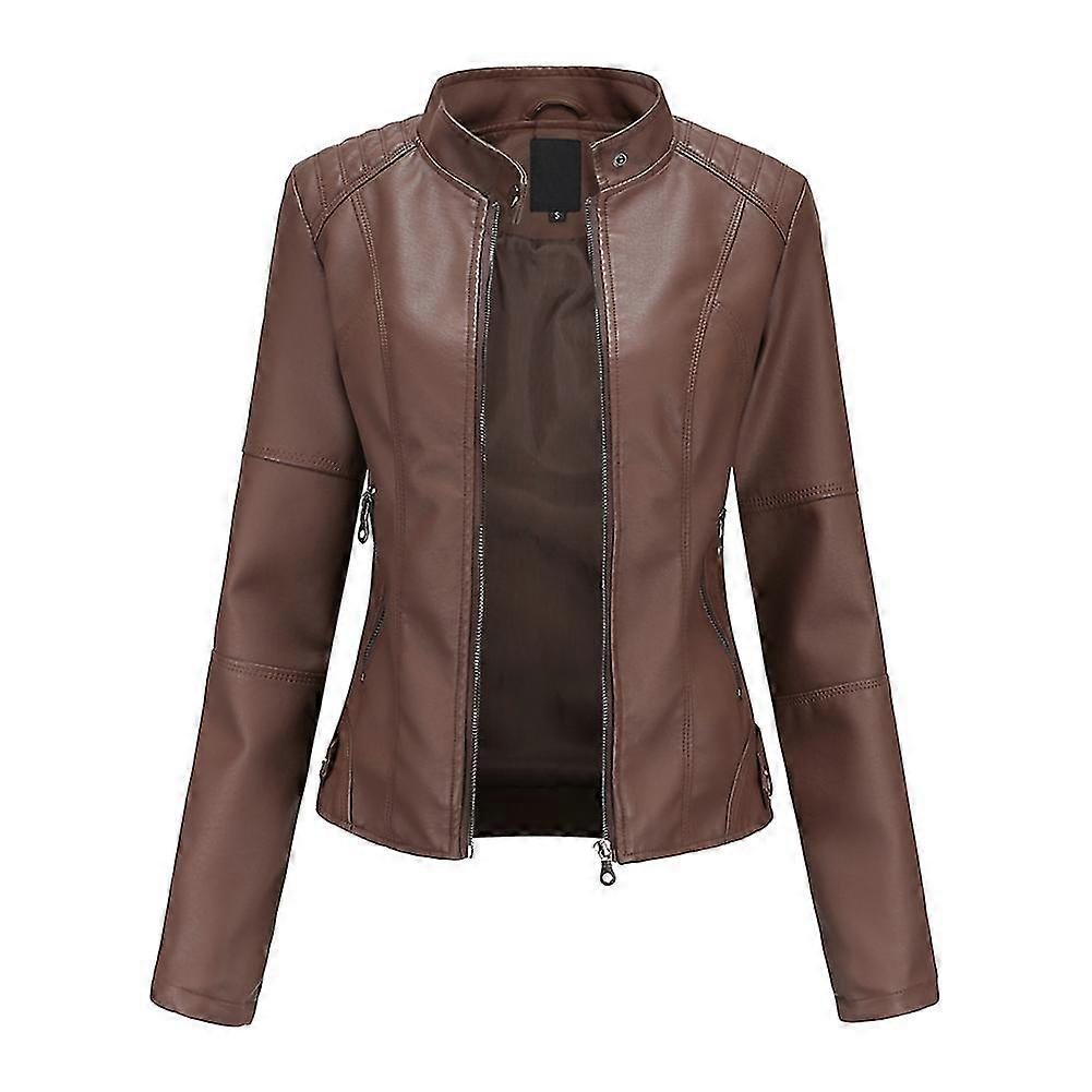 Yynuda Womens Slim Fit Casual All-match Motorcycle Short Zipper Leather Jacket