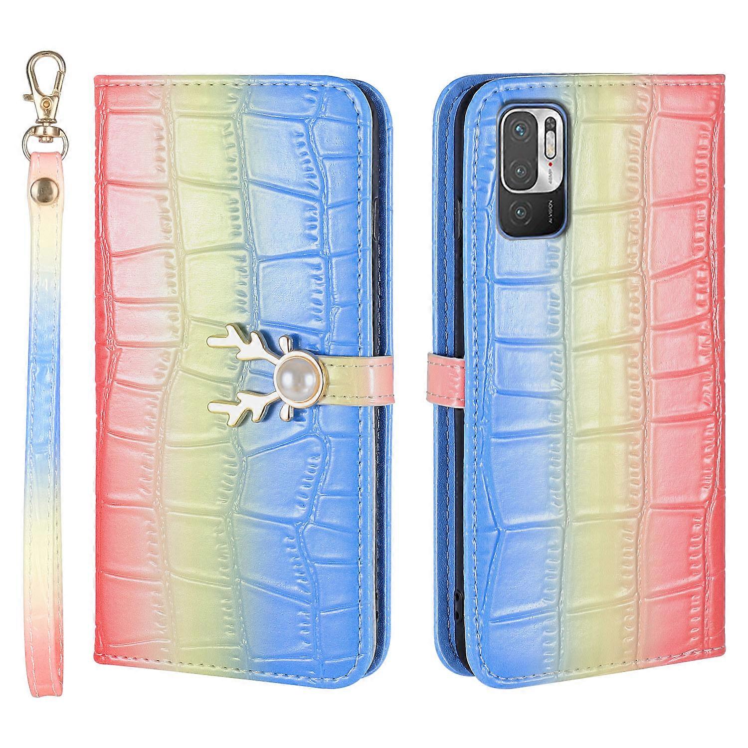 Elk Pattern Phone Case for Redmi Note 10 5G with Card Holder, lanyard, PU Leather Material, Wallet Function, Corner Fall Protection