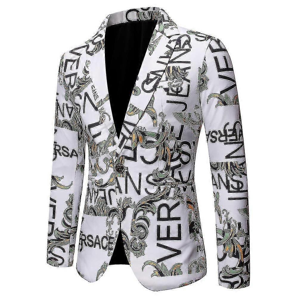 Heren mode letter print slim pak jas