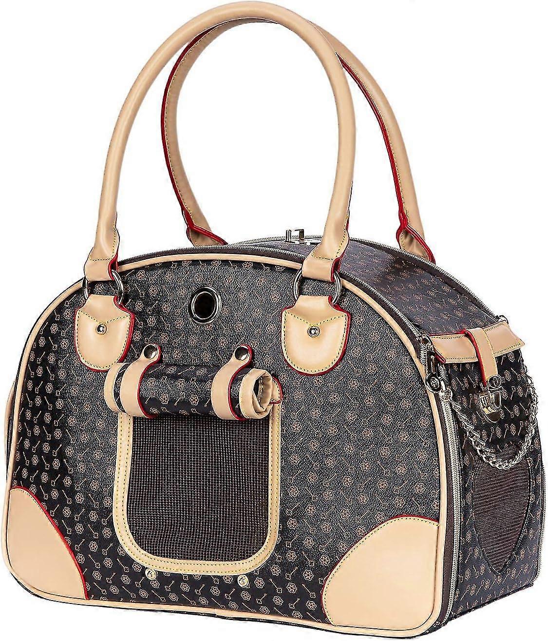 حاملة الأليفة الفاخرة ، حاملة الصغيرة الجرو ، حقيبة حاملة القط ، حقيبة يد تحمل جلد PU الفاخر المقاوم للماء للسفر في الهواء الطلق المشي لمسافات طويلة Shoppin