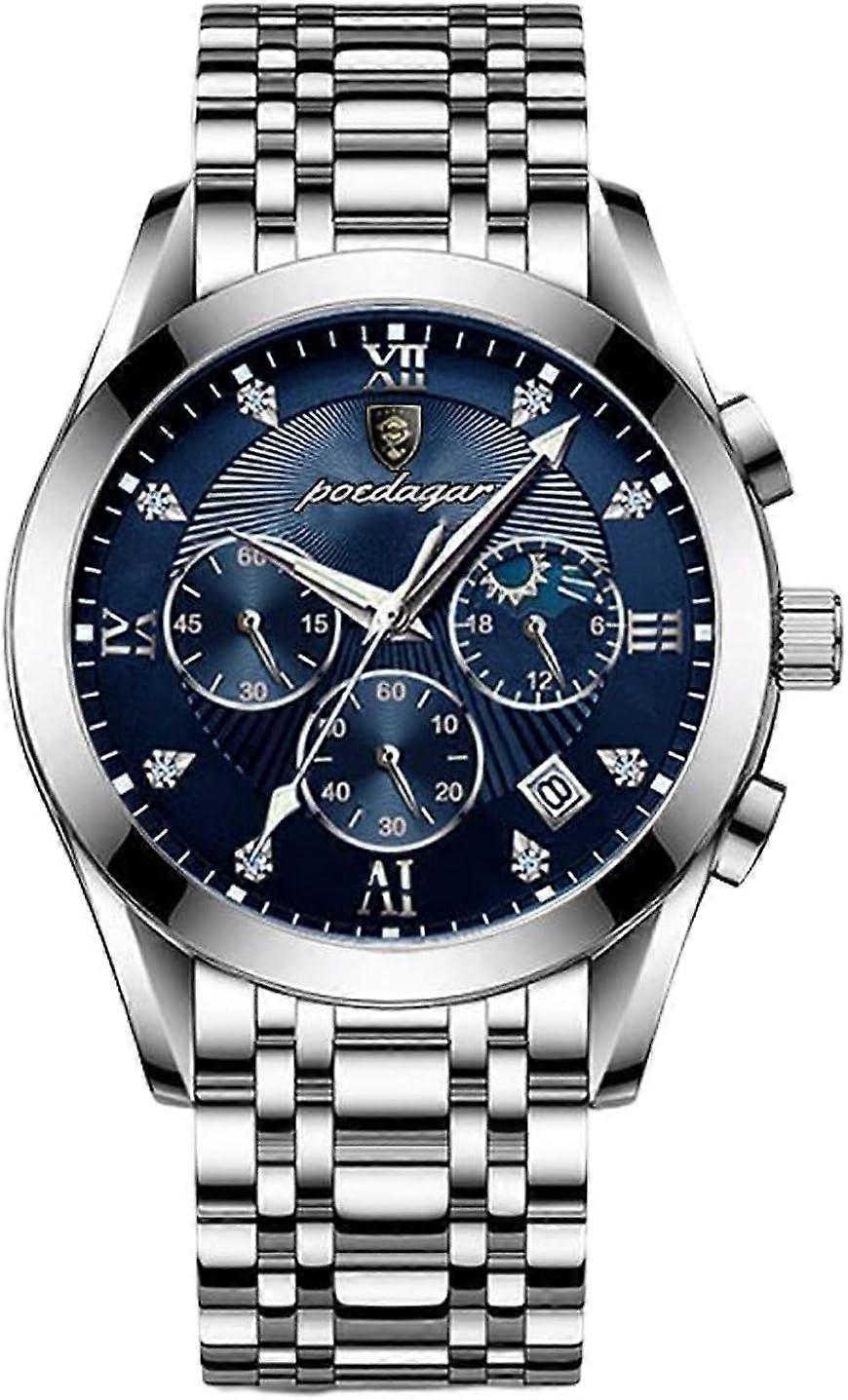 Aiyuego RORIOS Fashion Mens Watches Analog Quartz Watch with Leather Band Luminous Watch Waterproof