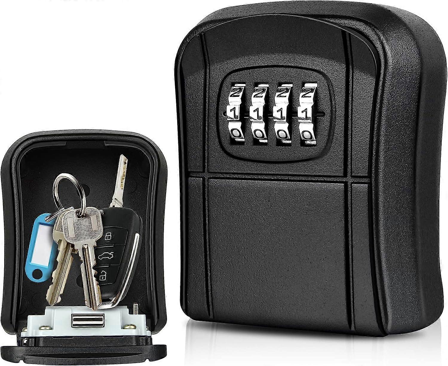 Key Box Wall Mounted Mini Key Safe Outdoor Key Box with Resettable 4-Digit Numeric Code Waterproof Key Box for Home School Office Factory Airbnb Garag