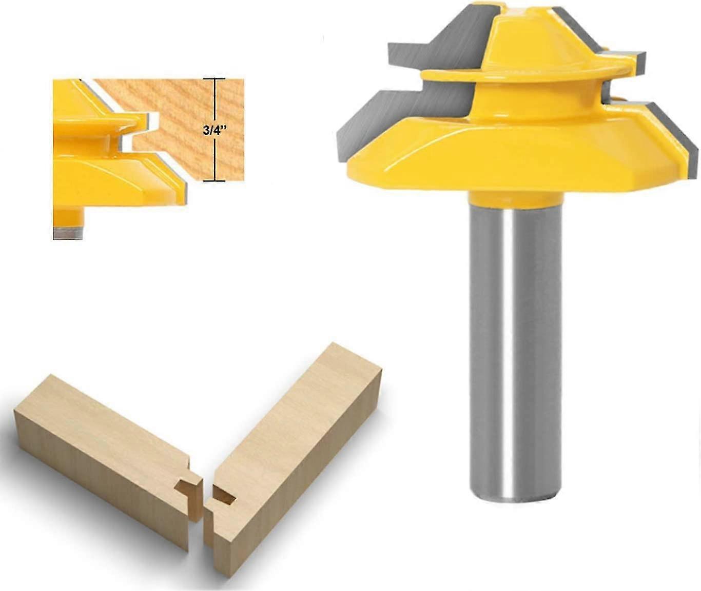 45 Degree Lock Miter Router Bit 12.7mm, Aplus Woodworking Milling Cutter, Grooving Cutter, Tenon Joint Cutter For Woodworking Cutting Tool For Engravi