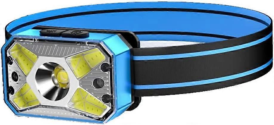 LED Headlight COB Detection Red Light Inductive Household Type-C Headlamp, Blue
