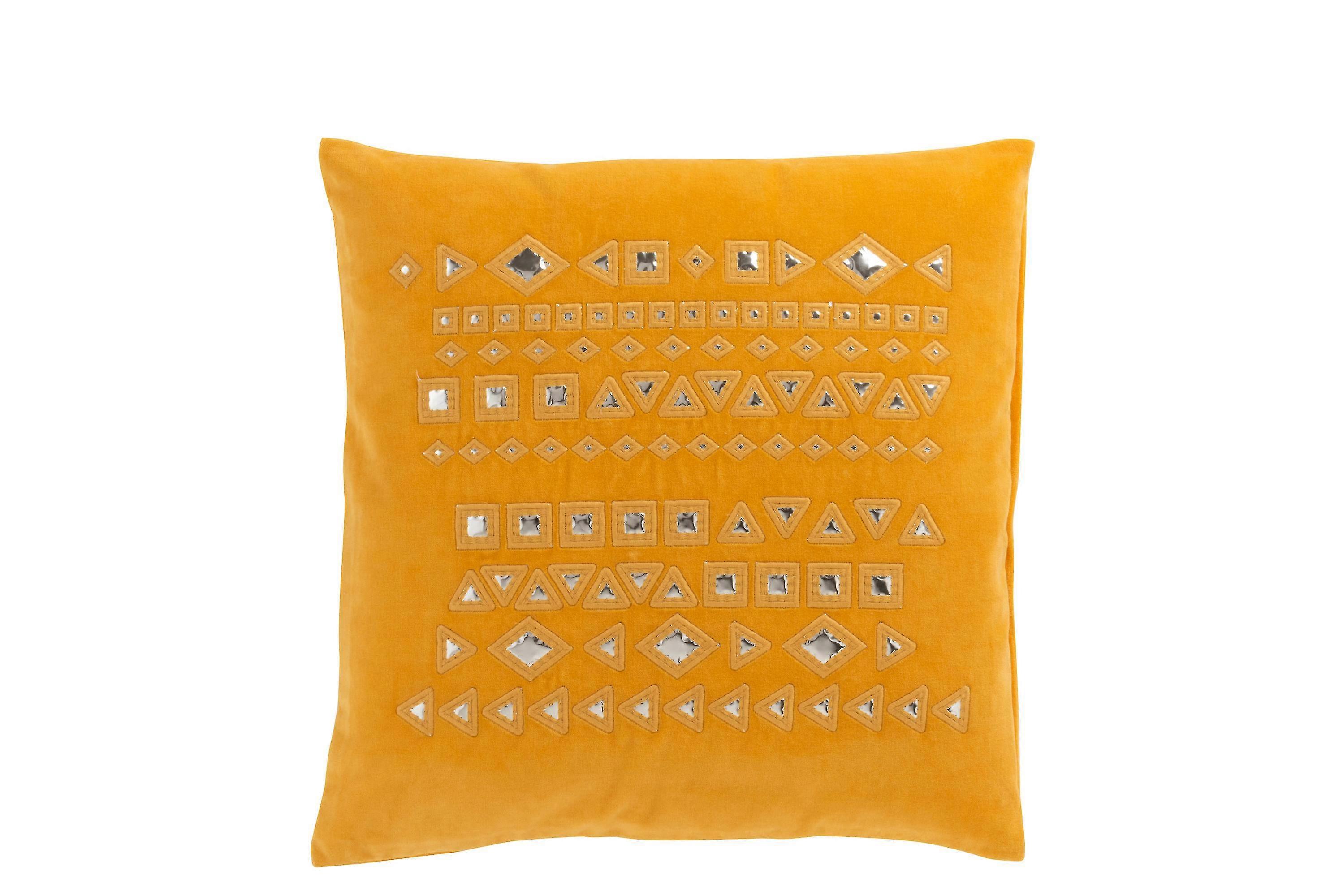 J-line Coussin Miroirs Velours Ocre