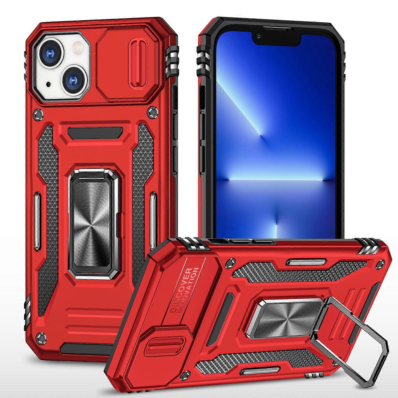 For iPhone 14 Plus Armor PC + TPU Camera Shield Phone Case