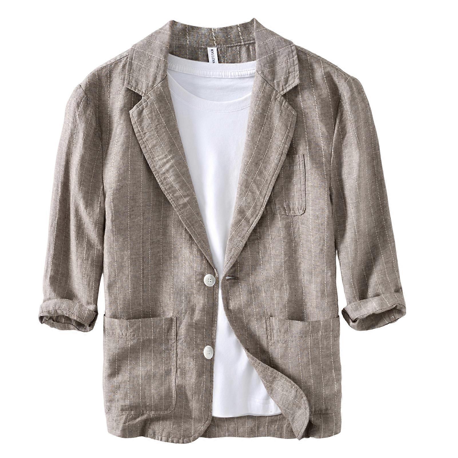 Men's Slim Fit Lightweight Cotton Linen Jacket Blazer